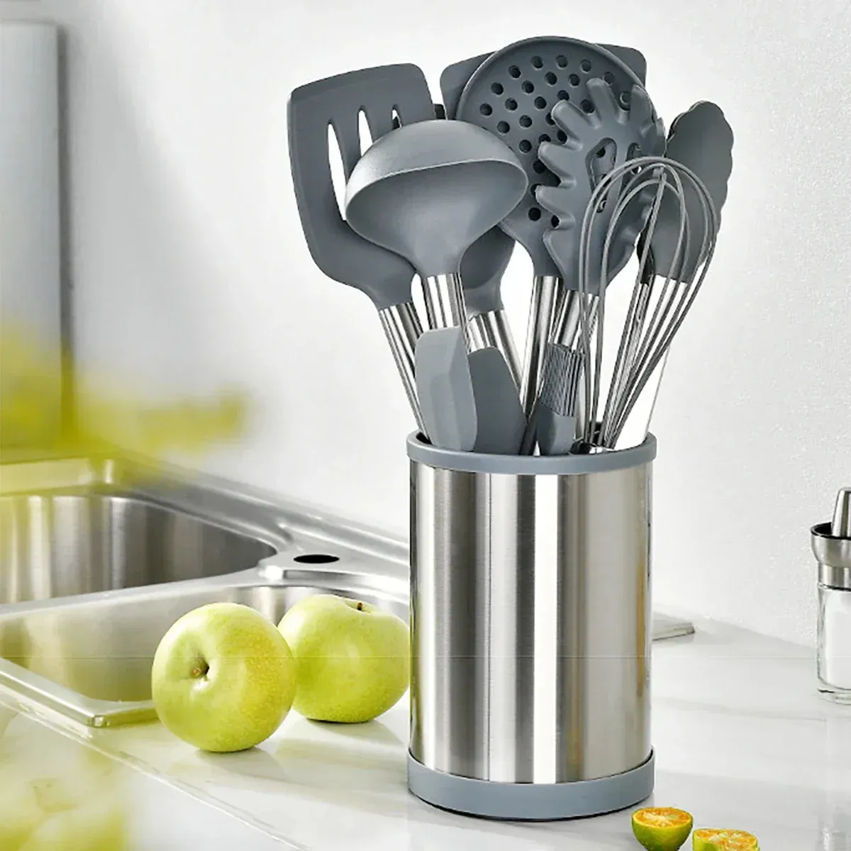 12 Piece Non Stick Kitchen Utensil Set With Rotating Storage Bucket