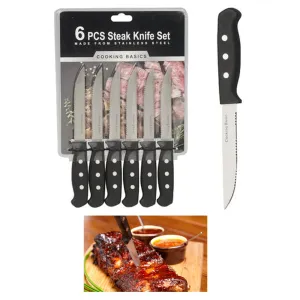6X Steak Knife Set Serrated Edge Steel Knives Utility Steakhouse Cutlery Utensil