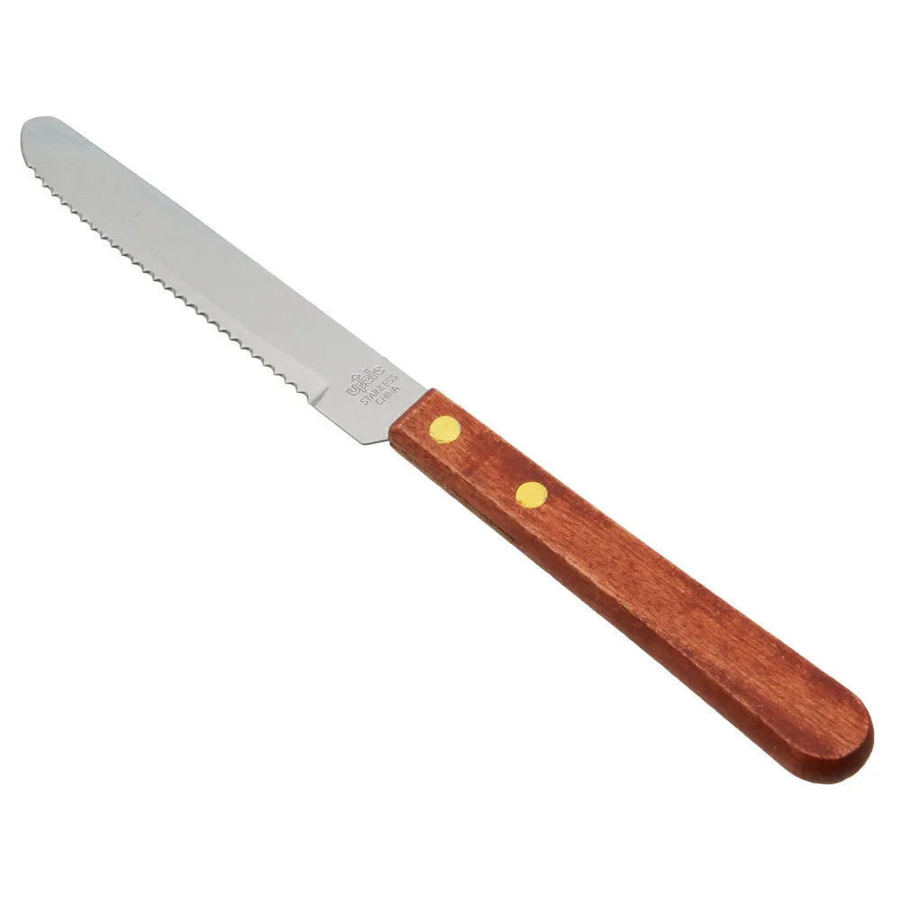 8 Steak Knife Serrated Edge Steel Wooden Knives Stainless Steel Cutlery Utensil