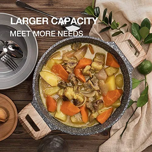 CAROTE Essential Woody - Nonstick Coating Granite Casserole Saucepot with Lid (28 cm)