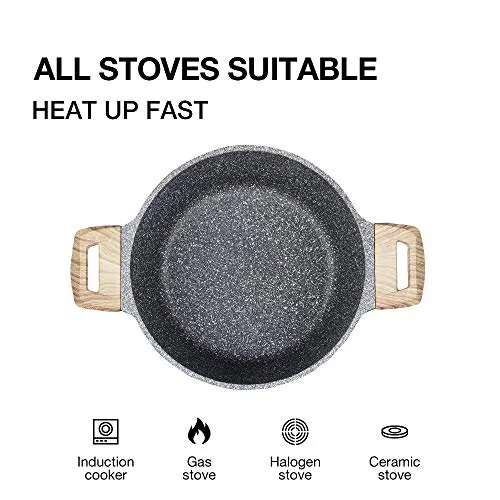 CAROTE Essential Woody - Nonstick Coating Granite Casserole Saucepot with Lid (28 cm)