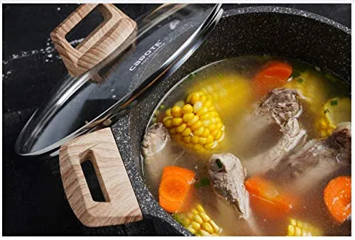CAROTE Essential Woody - Nonstick Coating Granite Casserole Saucepot with Lid (28 cm)