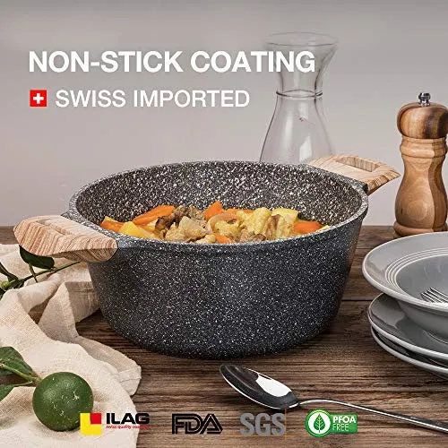 CAROTE Essential Woody - Nonstick Coating Granite Casserole Saucepot with Lid (28 cm)
