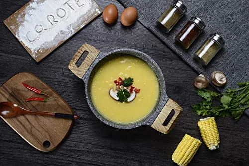 CAROTE Essential Woody - Nonstick Coating Granite Casserole Saucepot with Lid (28 cm)