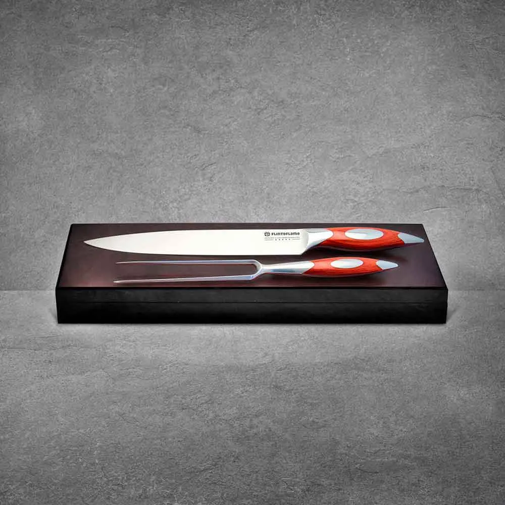 Carving Knife and Fork Set 9" by Flint and Flame