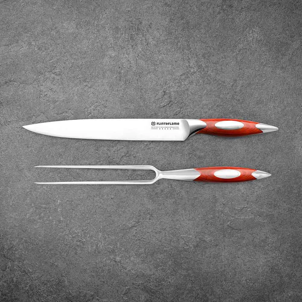 Carving Knife and Fork Set 9" by Flint and Flame