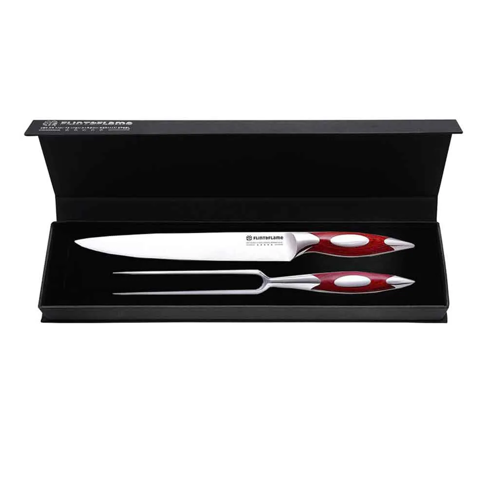 Carving Knife and Fork Set 9" by Flint and Flame