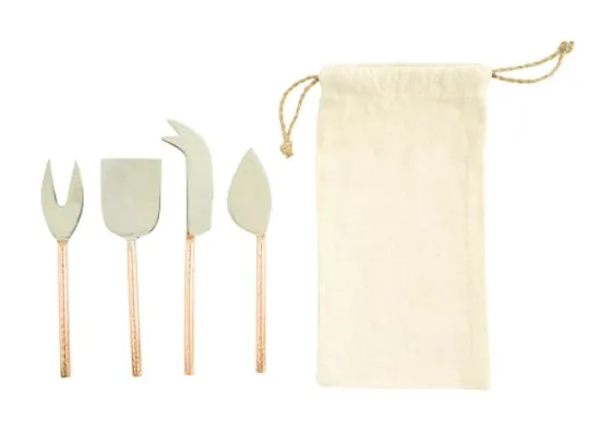 Cheese Knives Set of 4 Stainless/ Copper
