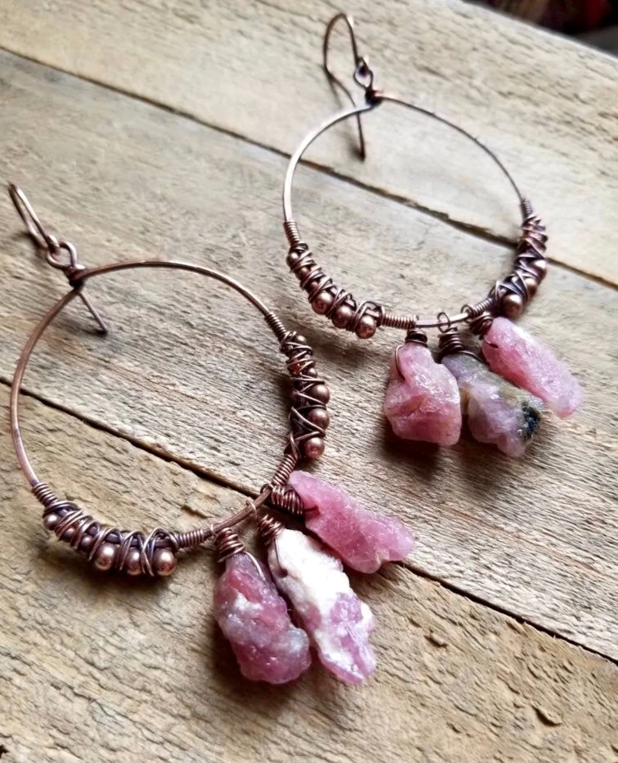 Pink Tourmaline Hoops