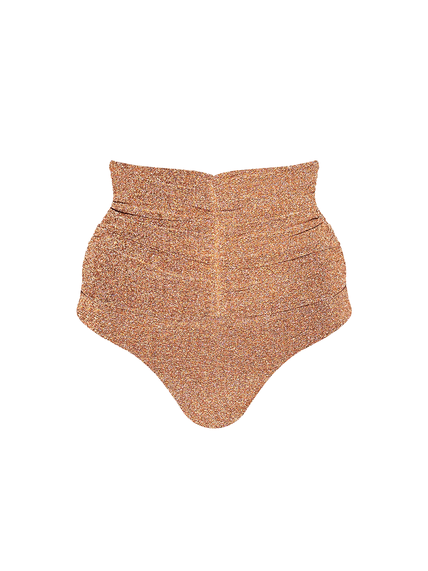 Stardust ~ Super High-Waisted Ruched Bikini Bottom - Light Copper