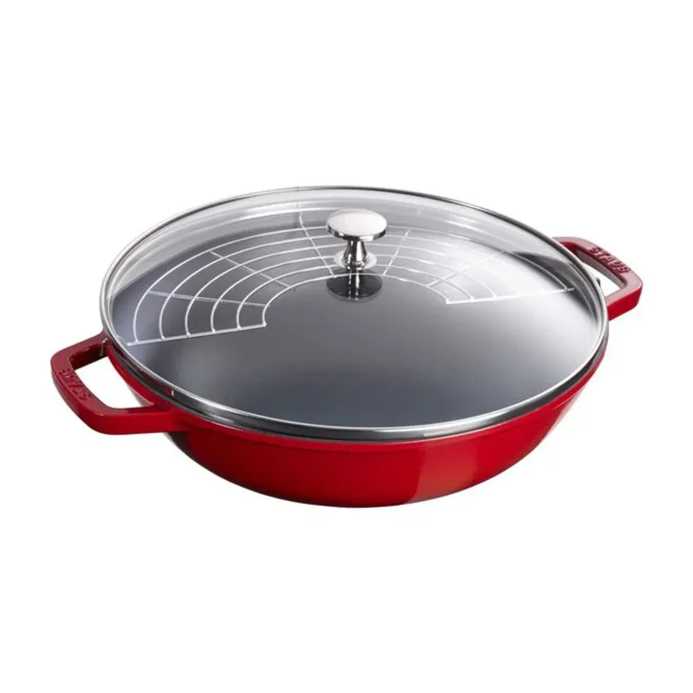 Staub 1004708 Cast Iron 4.5-qt Perfect Pan/Wok, Cherry