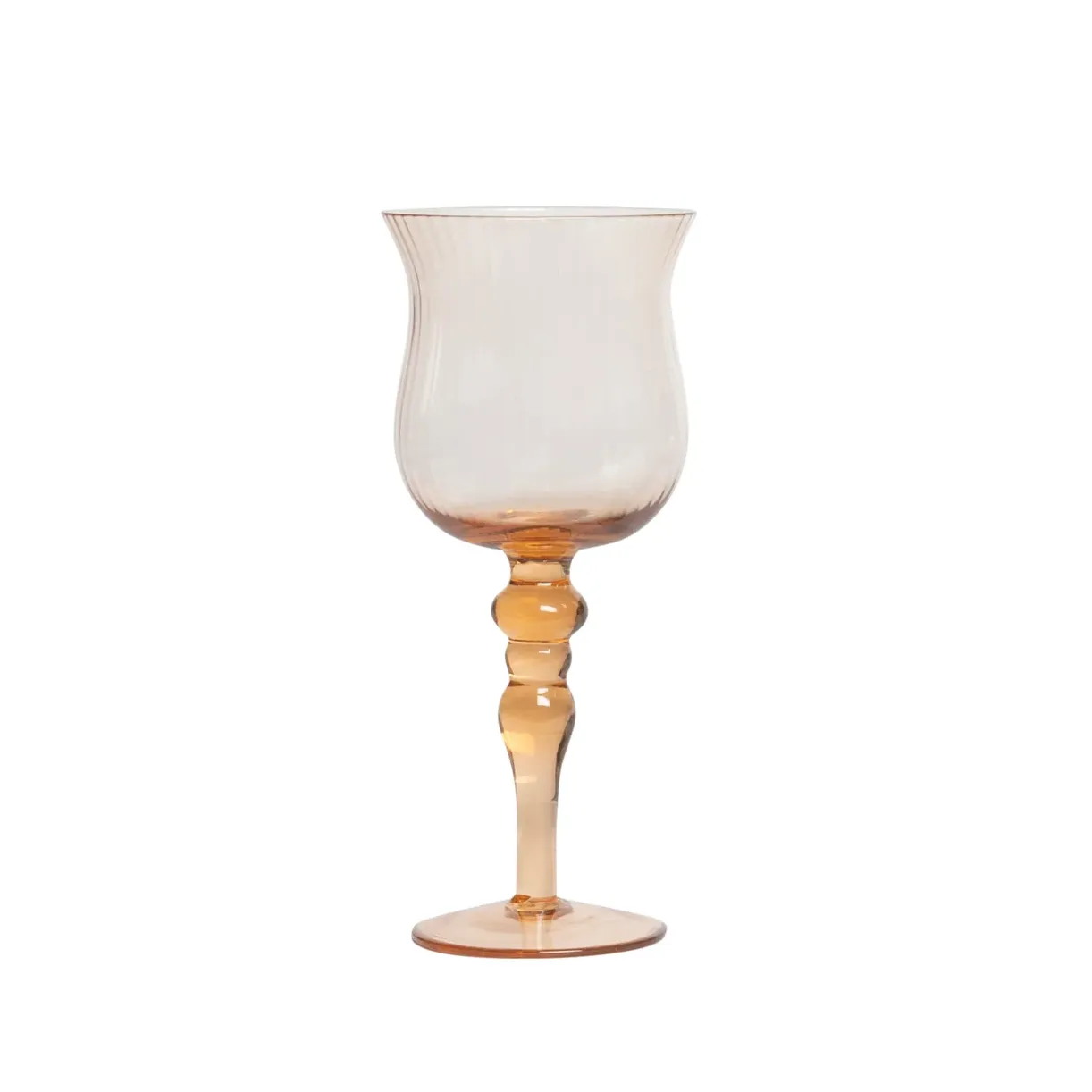 Textured Glass Goblet (Amber   Pink)