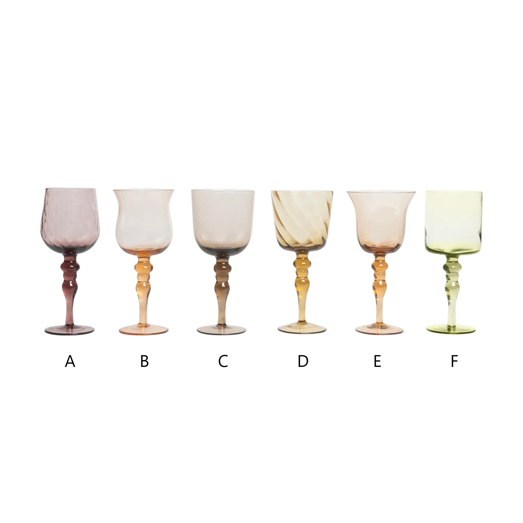 Textured Glass Goblet (Amber   Pink)